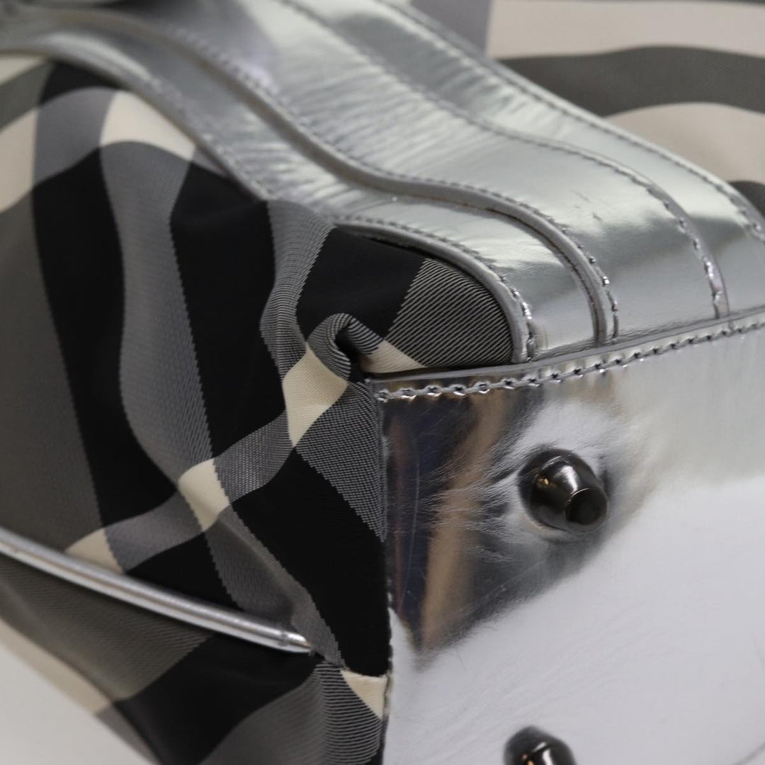 Burberry Nova Check Tote Bag Nylon Gray Auth 77008