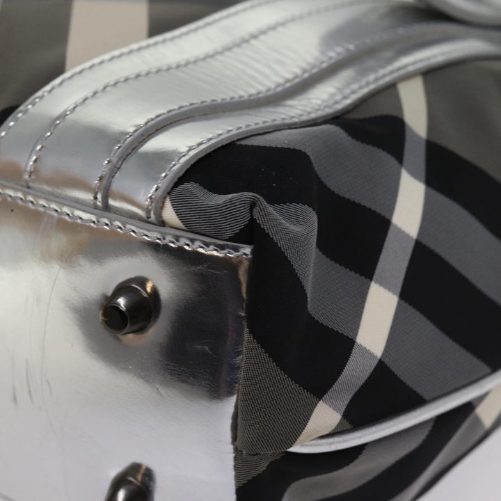 Burberry Nova Check Tote Bag Nylon Gray Auth 77008