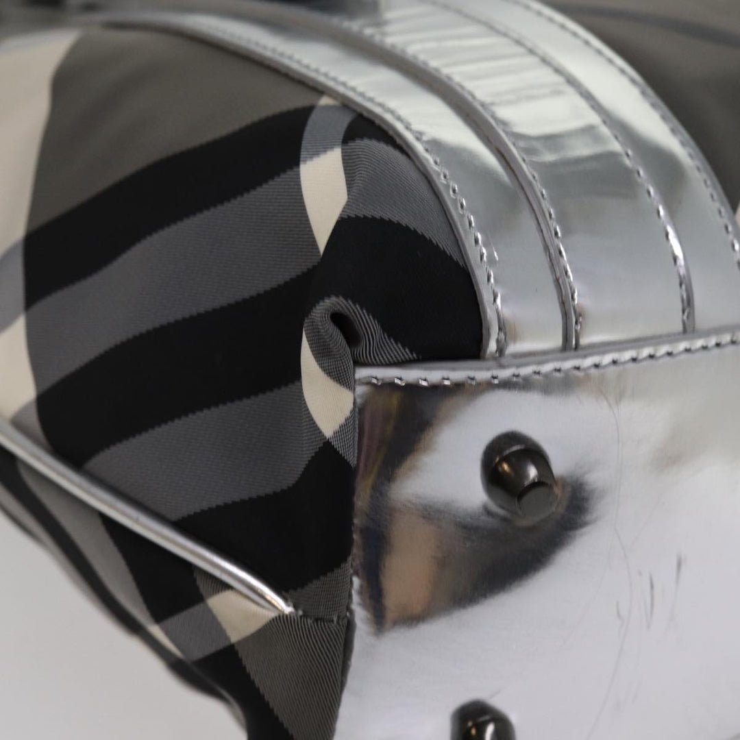 Burberry Nova Check Tote Bag Nylon Gray Auth 77008
