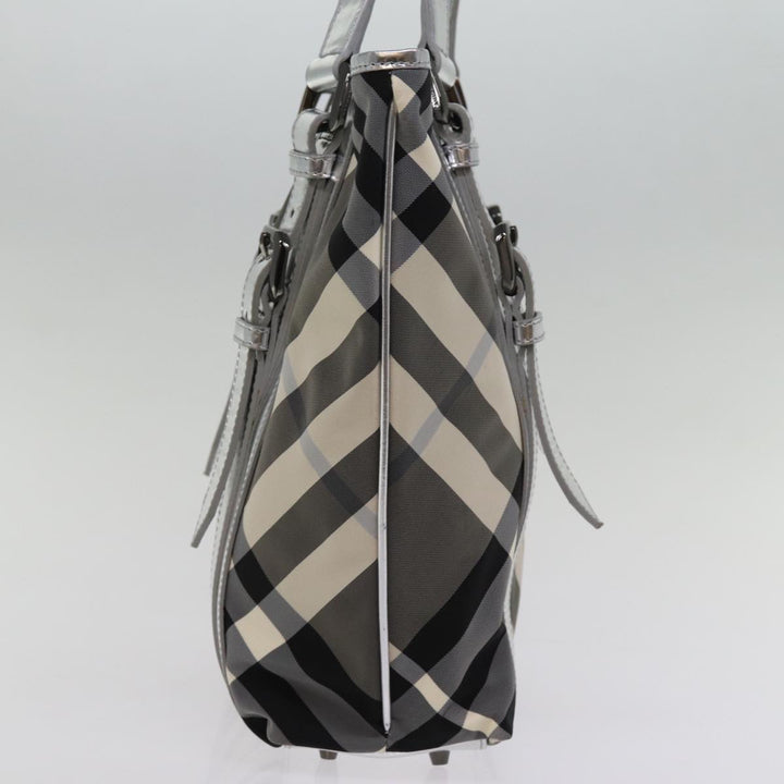 Burberry Nova Check Tote Bag Nylon Gray Auth 77008