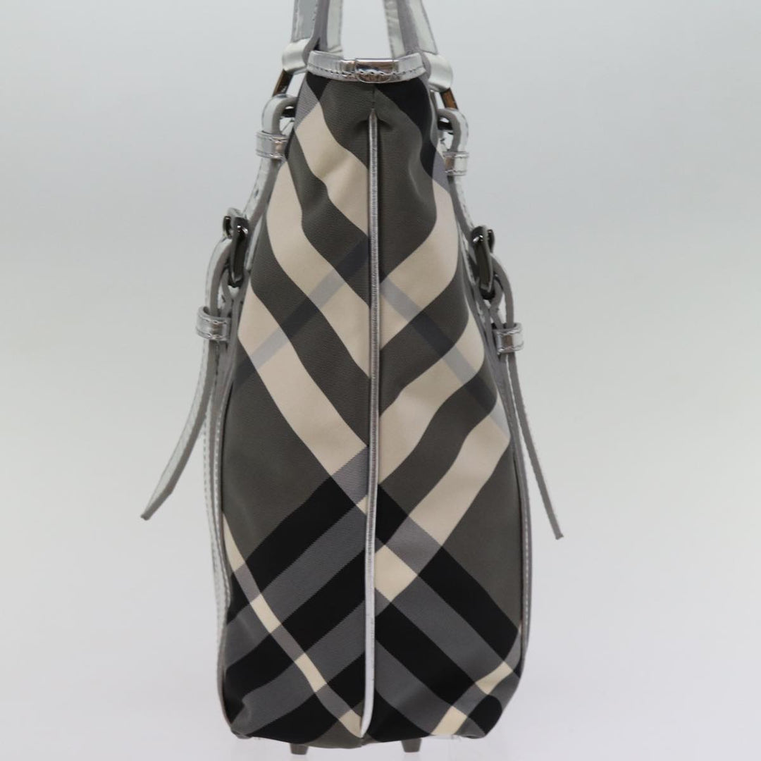 Burberry Nova Check Tote Bag Nylon Gray Auth 77008