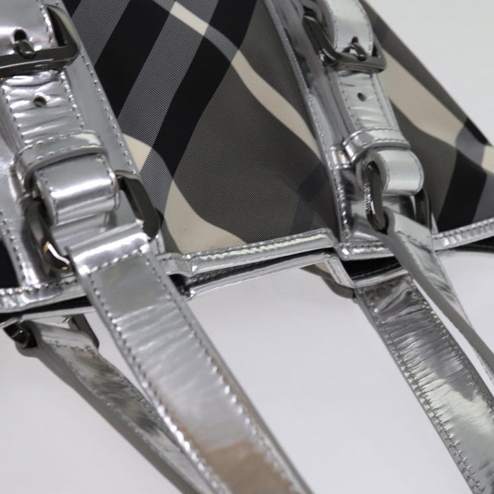 Burberry Nova Check Tote Bag Nylon Gray Auth 77008