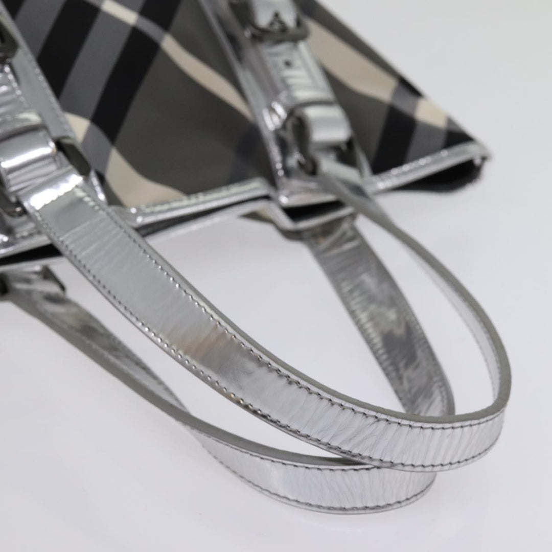 Burberry Nova Check Tote Bag Nylon Gray Auth 77008