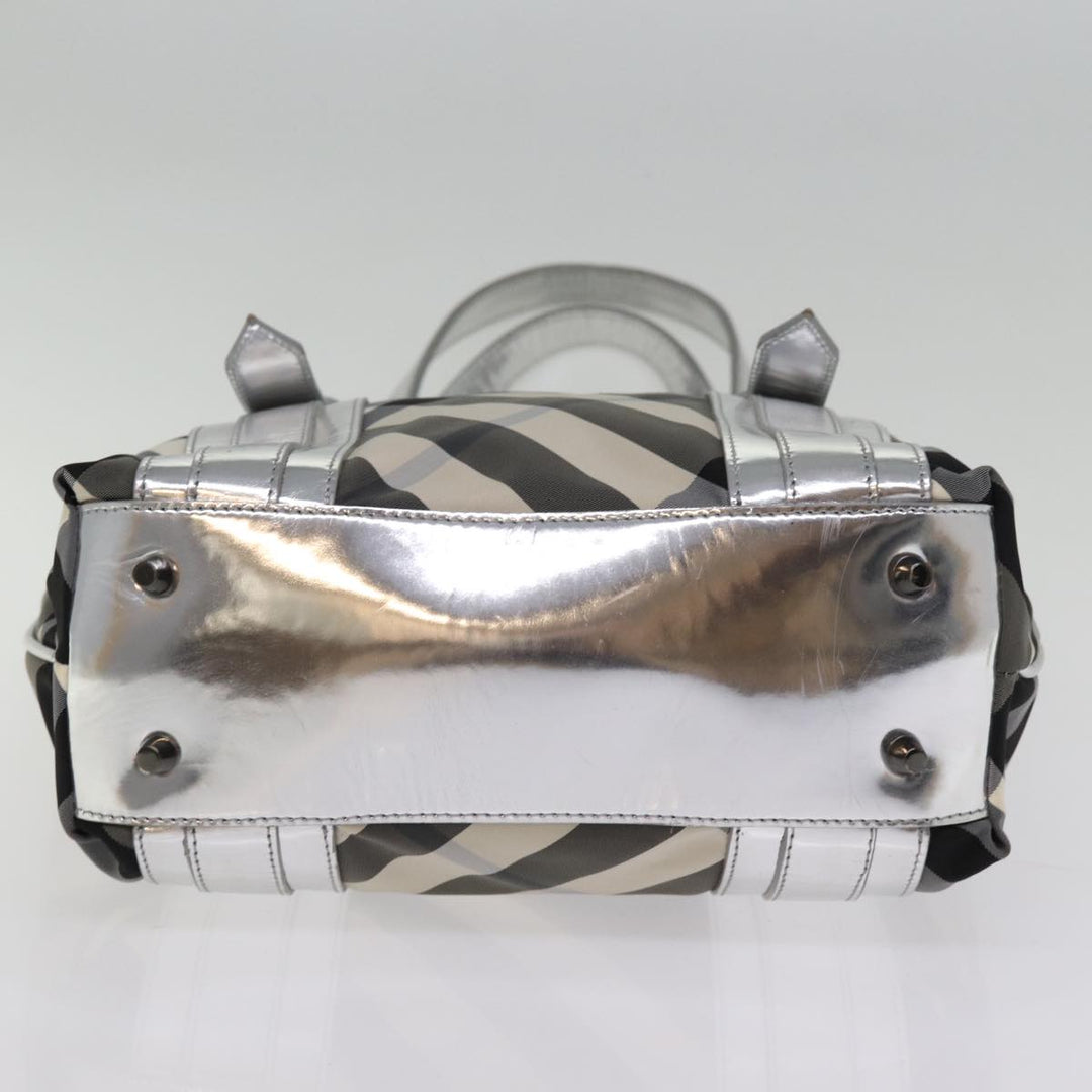 Burberry Nova Check Tote Bag Nylon Gray Auth 77008