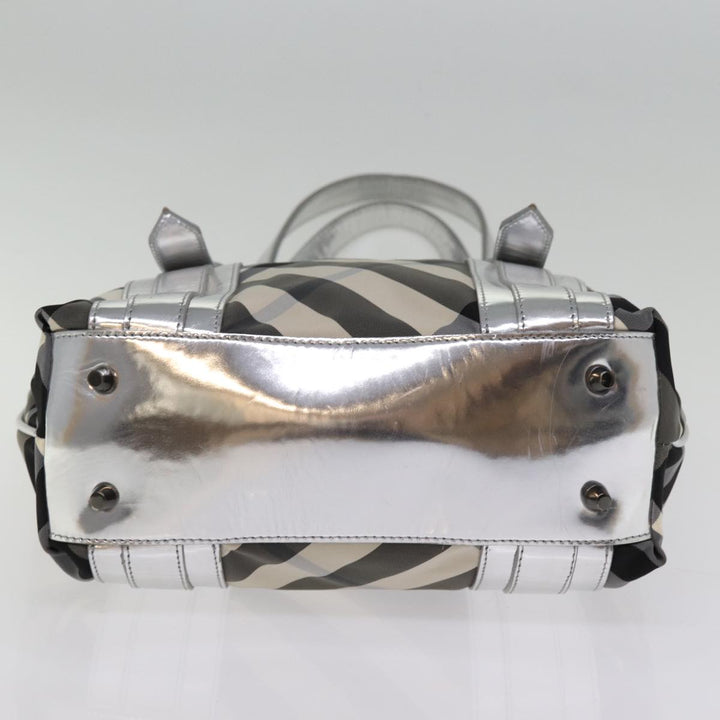 Burberry Nova Check Tote Bag Nylon Gray Auth 77008