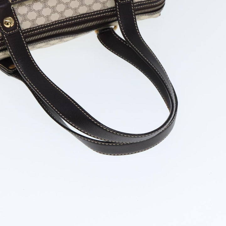 Celine Macadam Canvas Hand Bag PVC White Auth 77214