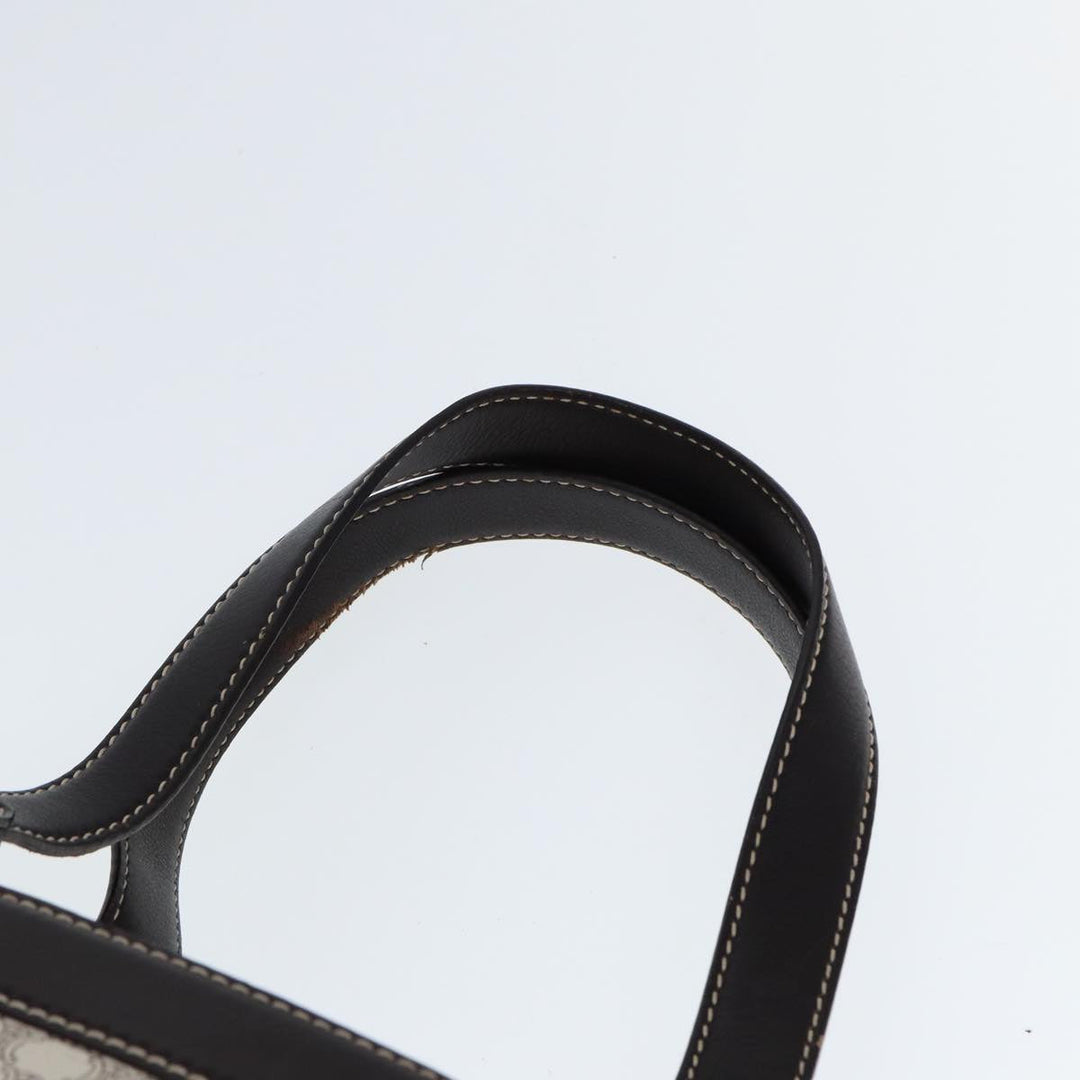 Celine Macadam Canvas Hand Bag PVC White Auth 77214