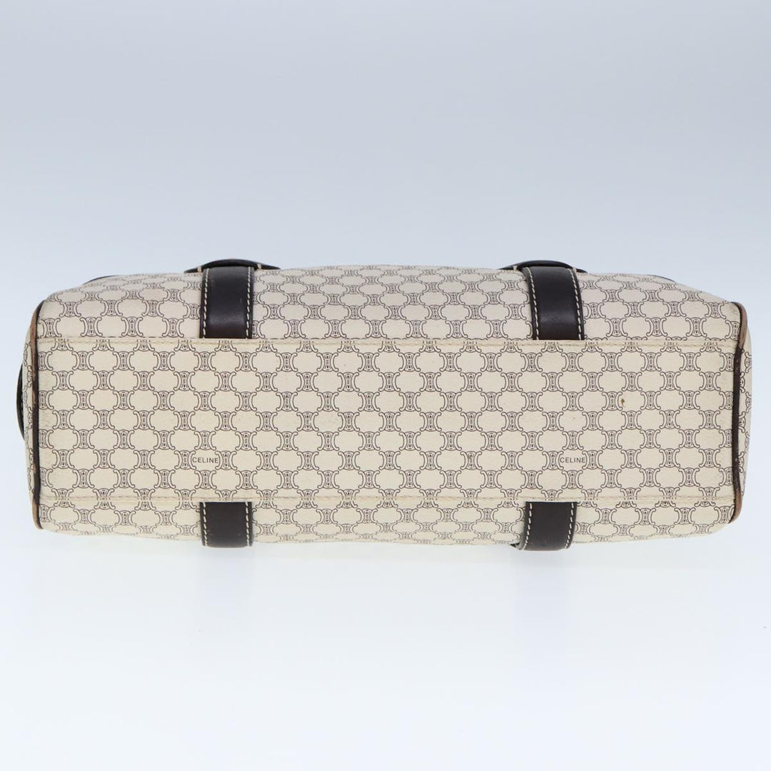 Celine Macadam Canvas Hand Bag PVC White Auth 77214