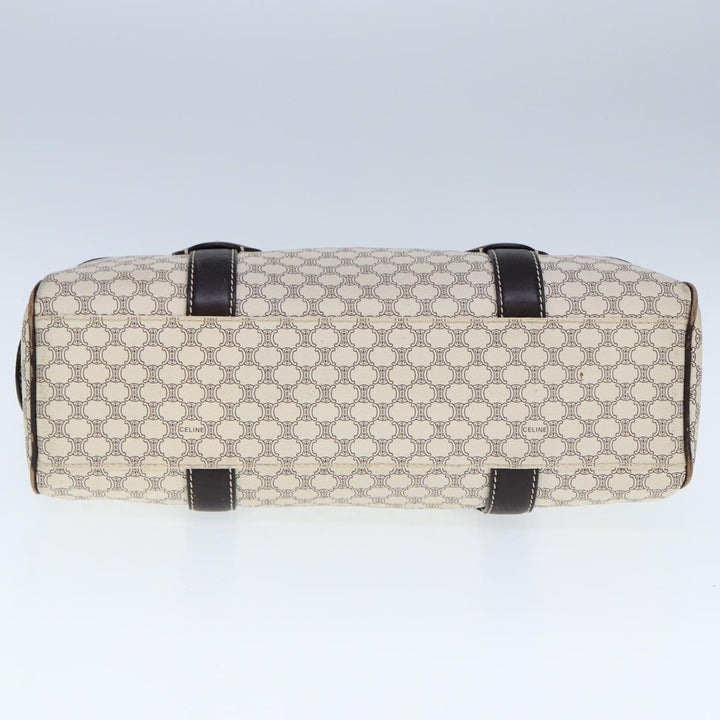 Celine Macadam Canvas Hand Bag PVC White Auth 77214
