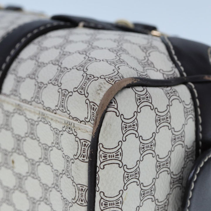 Celine Macadam Canvas Hand Bag PVC White Auth 77214