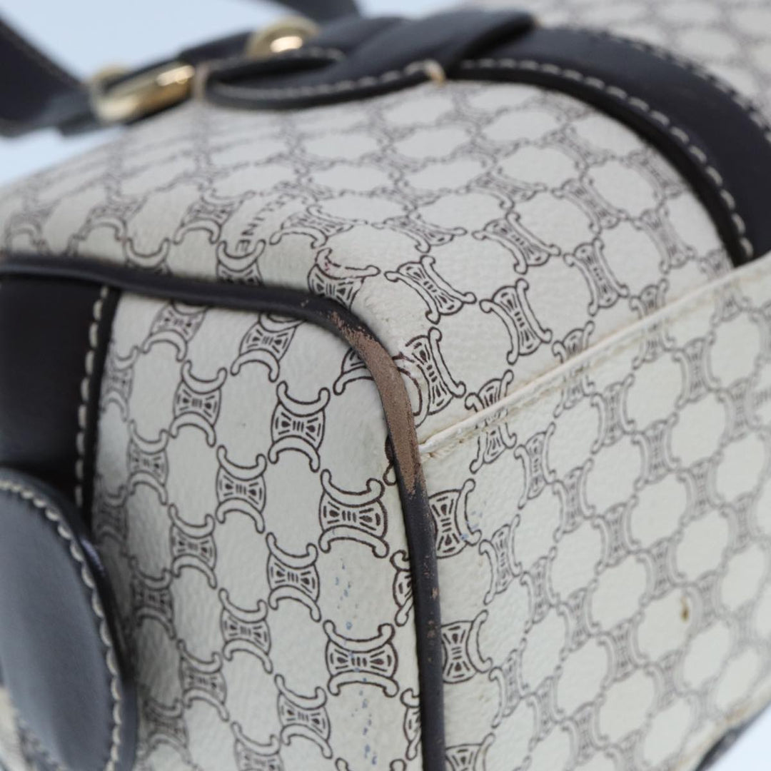 Celine Macadam Canvas Hand Bag PVC White Auth 77214