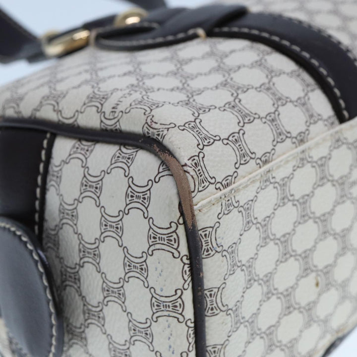 Celine Macadam Canvas Hand Bag PVC White Auth 77214