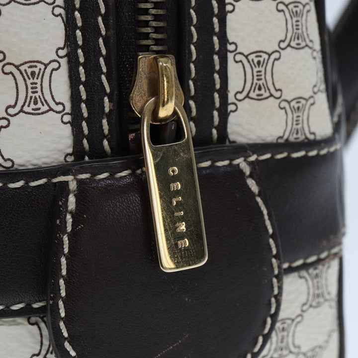 Celine Macadam Canvas Hand Bag PVC White Auth 77214