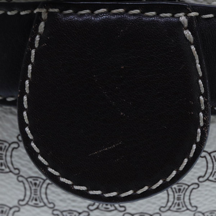 Celine Macadam Canvas Hand Bag PVC White Auth 77214