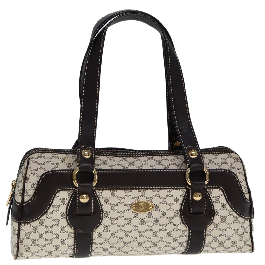Celine Macadam Canvas Hand Bag PVC White Auth 77214