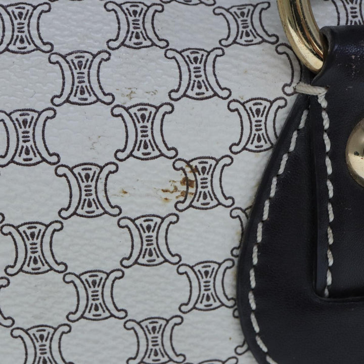 Celine Macadam Canvas Hand Bag PVC White Auth 77214