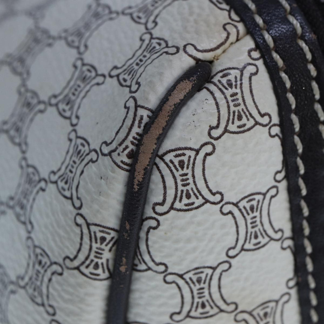 Celine Macadam Canvas Hand Bag PVC White Auth 77214
