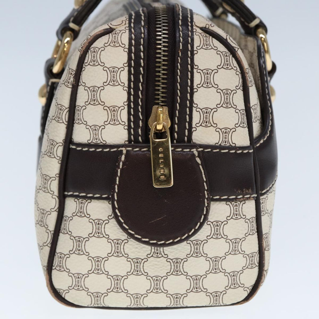 Celine Macadam Canvas Hand Bag PVC White Auth 77214