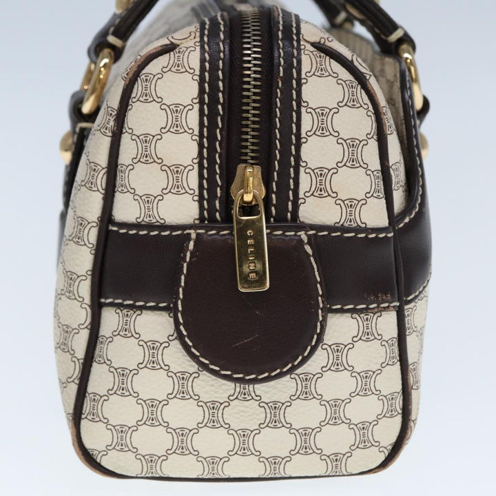 Celine Macadam Canvas Hand Bag PVC White Auth 77214