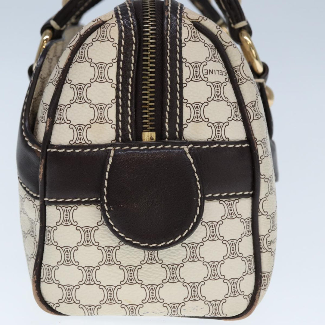 Celine Macadam Canvas Hand Bag PVC White Auth 77214