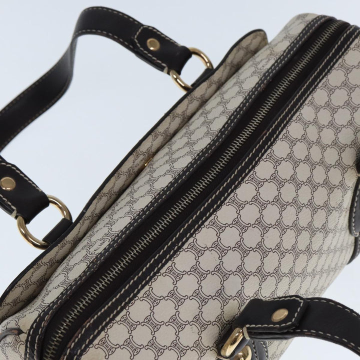 Celine Macadam Canvas Hand Bag PVC White Auth 77214