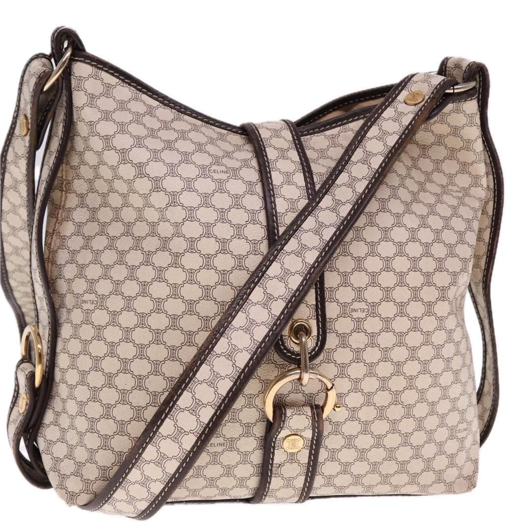 Celine Macadam Canvas Shoulder Bag Shoulder Bag White Auth 77215
