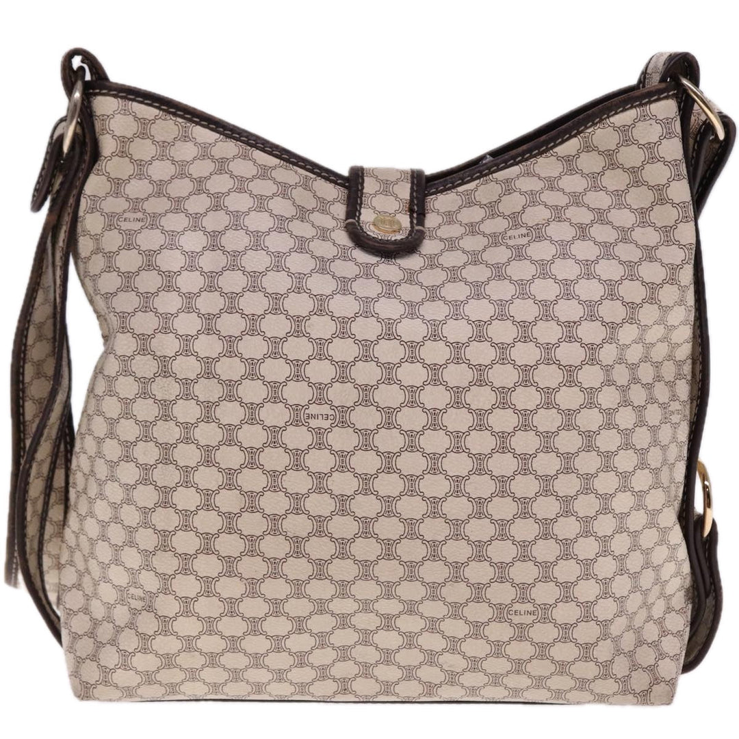 Celine Macadam Canvas Shoulder Bag Shoulder Bag White Auth 77215
