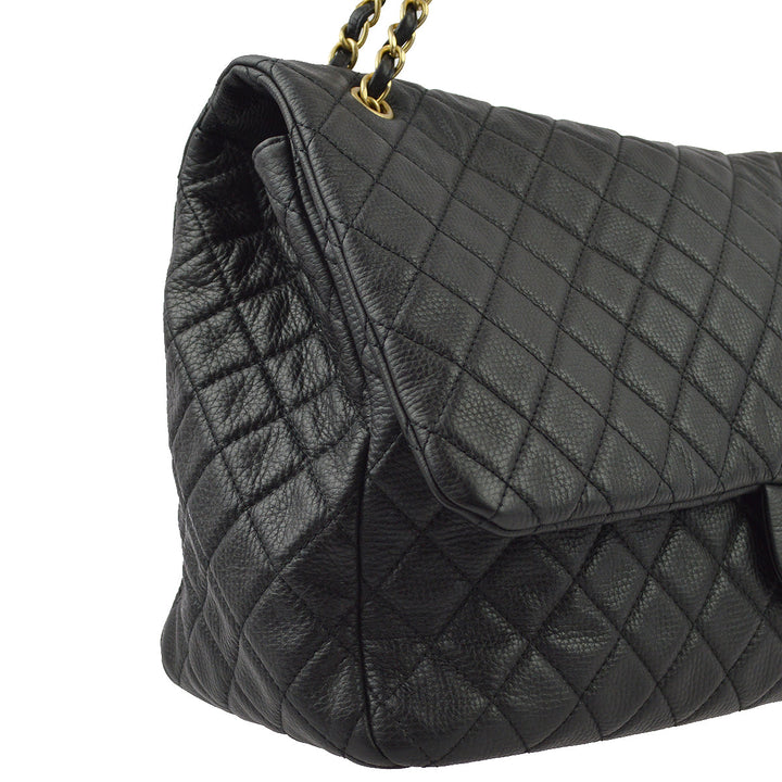 Top Quality Chanel Black Calfskin XXL Single Flap Shoulder Bag