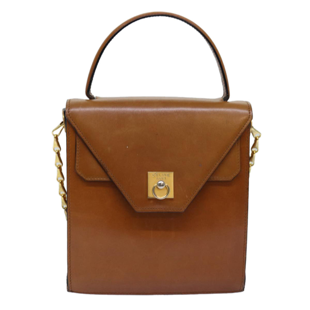 Celine Hand Bag Leather 2way Brown Auth 77233