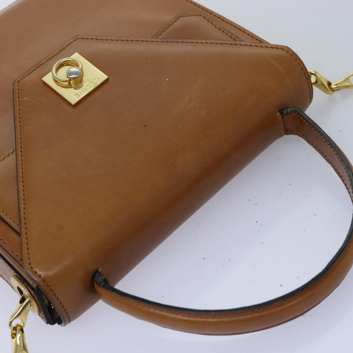 Celine Hand Bag Leather 2way Brown Auth 77233