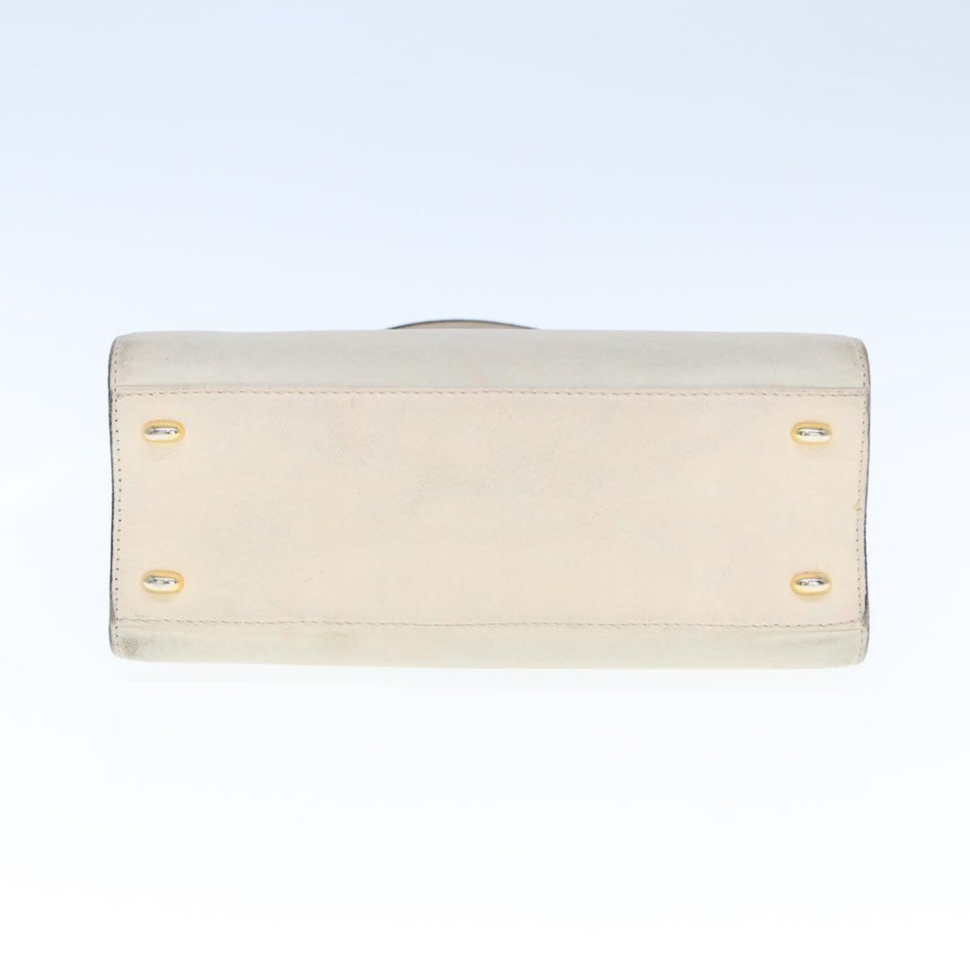 Celine Hand Bag Leather 2way Beige Auth 77329
