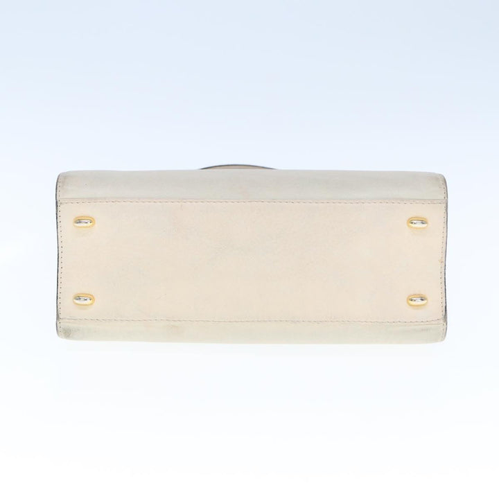 Celine Hand Bag Leather 2way Beige Auth 77329