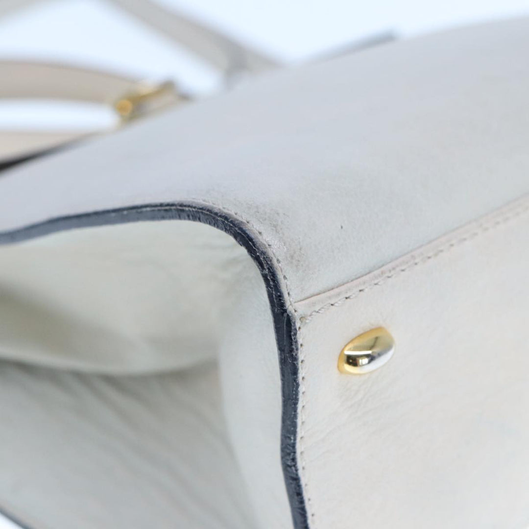 Celine Hand Bag Leather 2way Beige Auth 77329