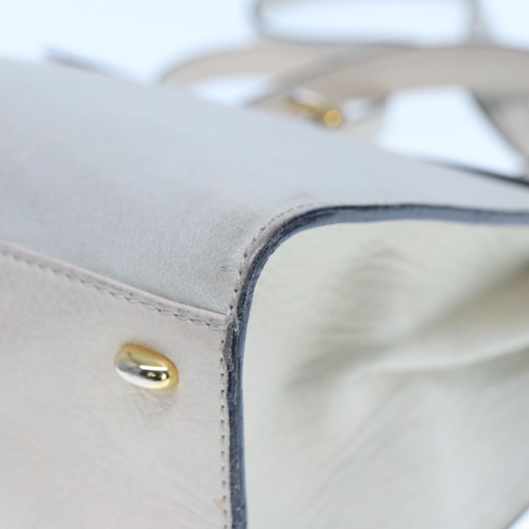 Celine Hand Bag Leather 2way Beige Auth 77329