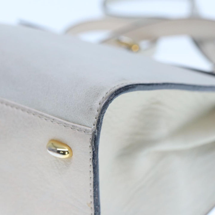 Celine Hand Bag Leather 2way Beige Auth 77329