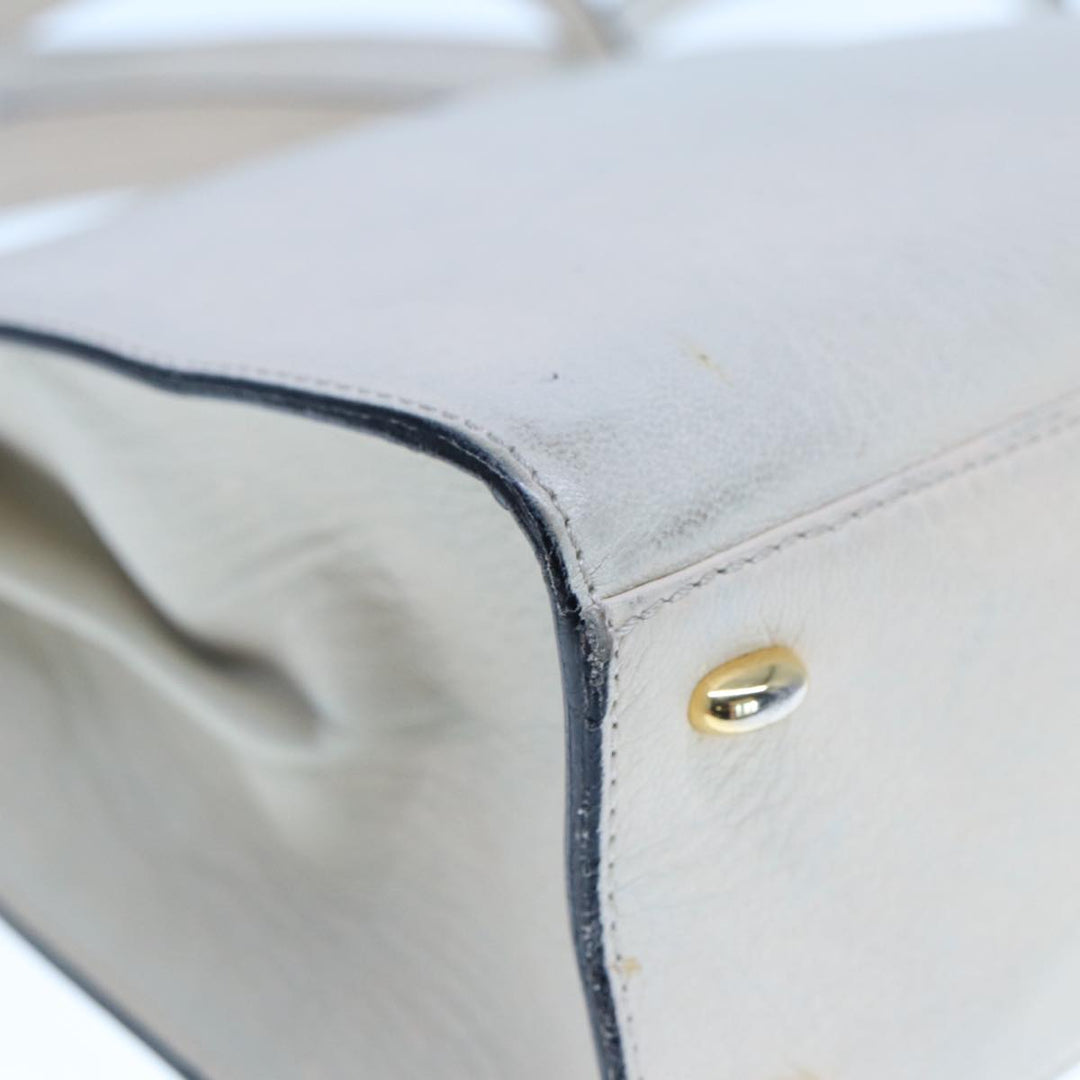 Celine Hand Bag Leather 2way Beige Auth 77329