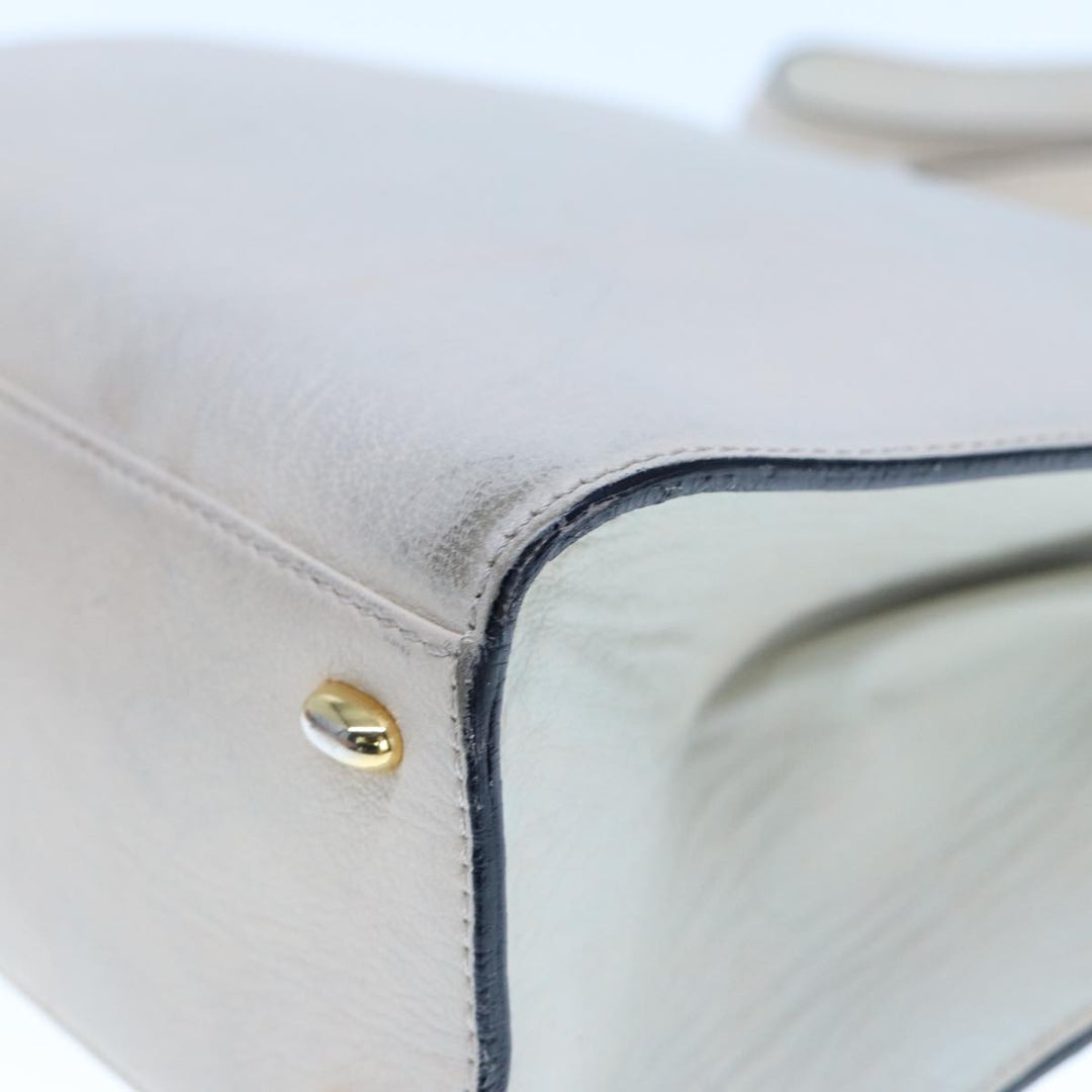 Celine Hand Bag Leather 2way Beige Auth 77329