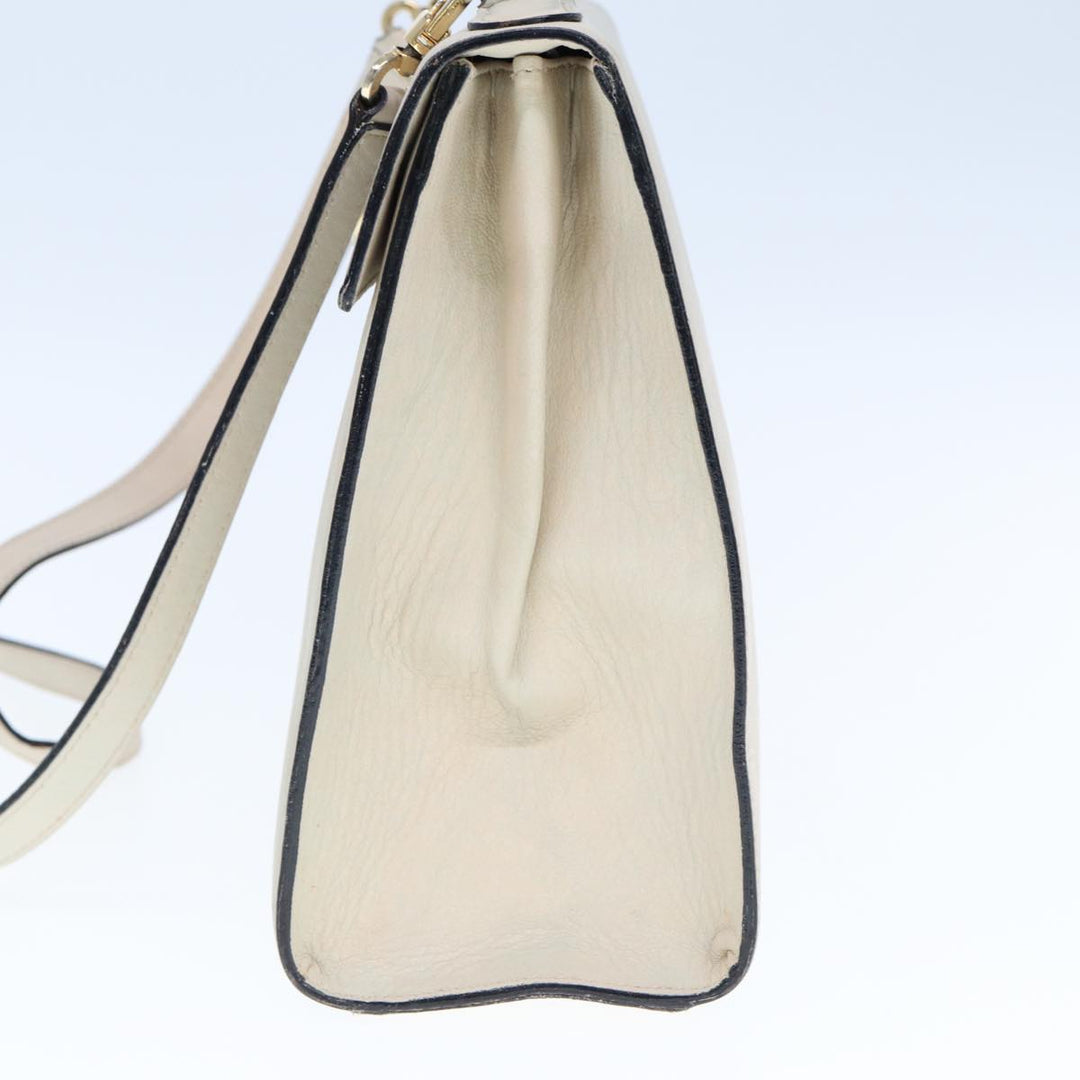 Celine Hand Bag Leather 2way Beige Auth 77329
