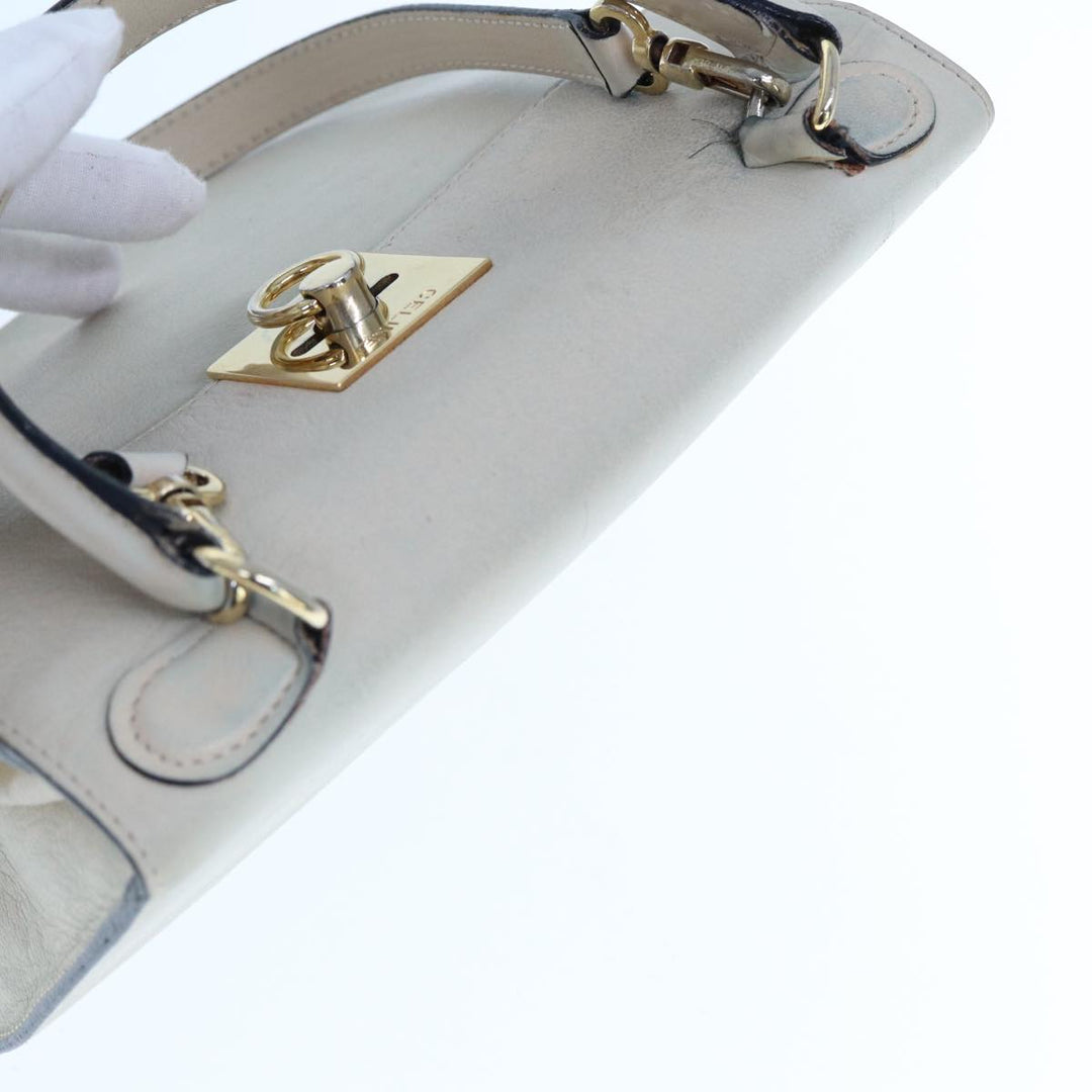Celine Hand Bag Leather 2way Beige Auth 77329