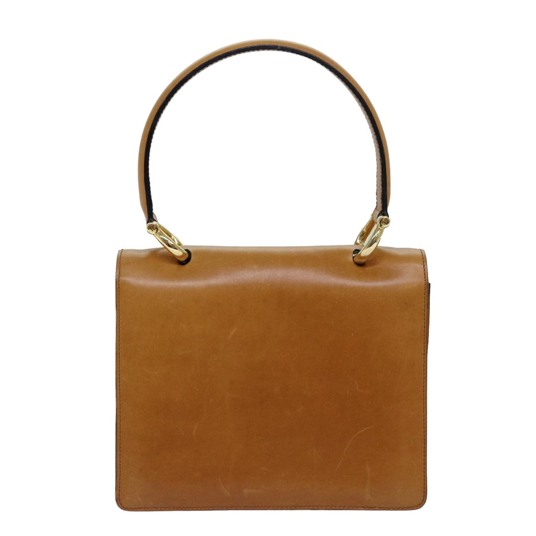 Celine Hand Bag Leather Brown  77330