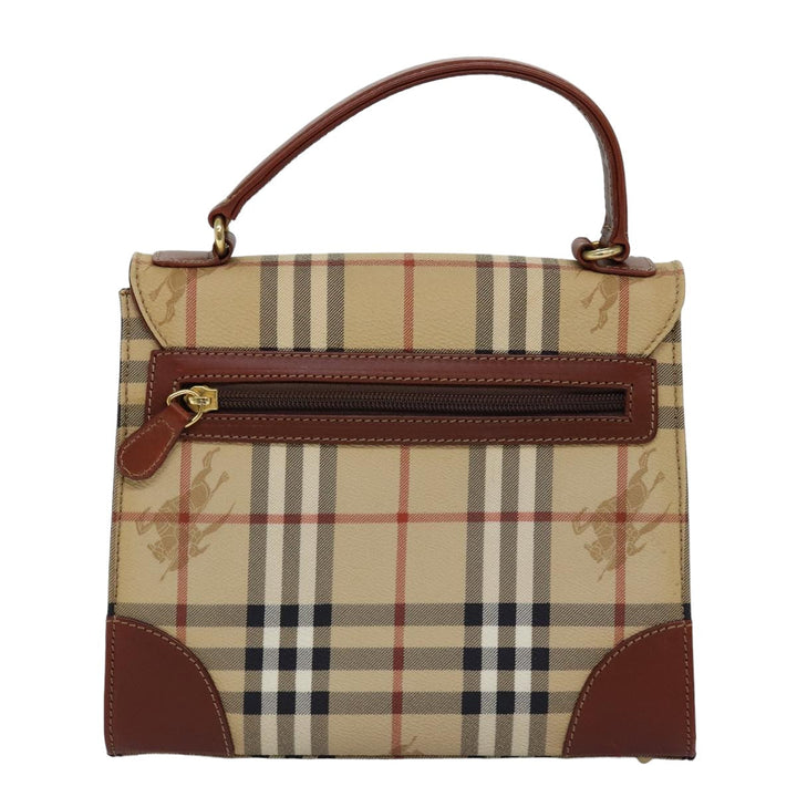 BurberrySs Nova Check Hand Bag PVC 2way Beige Auth 77376