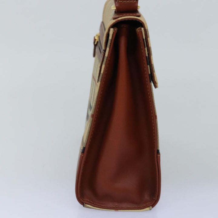 BurberrySs Nova Check Hand Bag PVC 2way Beige Auth 77376