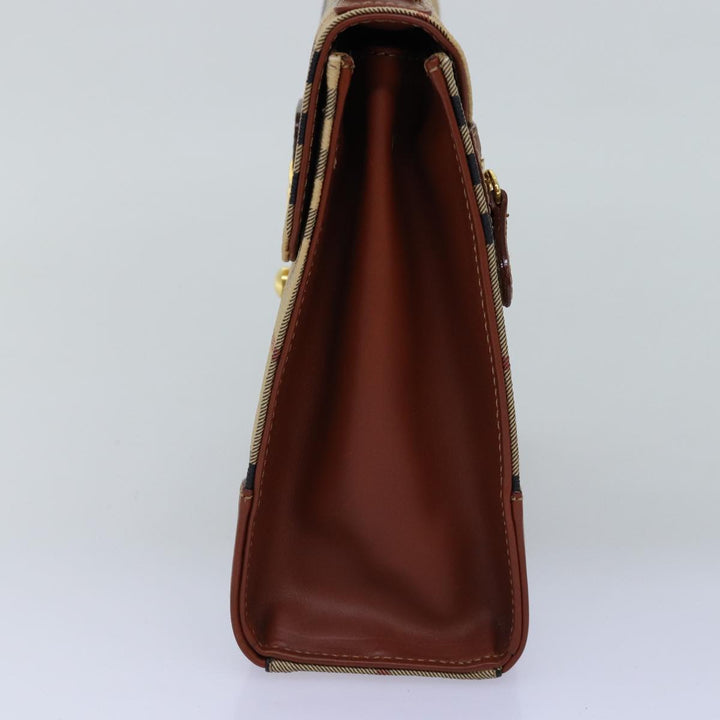 BurberrySs Nova Check Hand Bag PVC 2way Beige Auth 77376