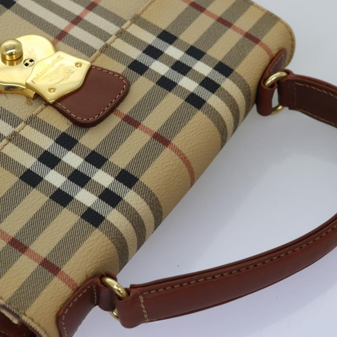 BurberrySs Nova Check Hand Bag PVC 2way Beige Auth 77376