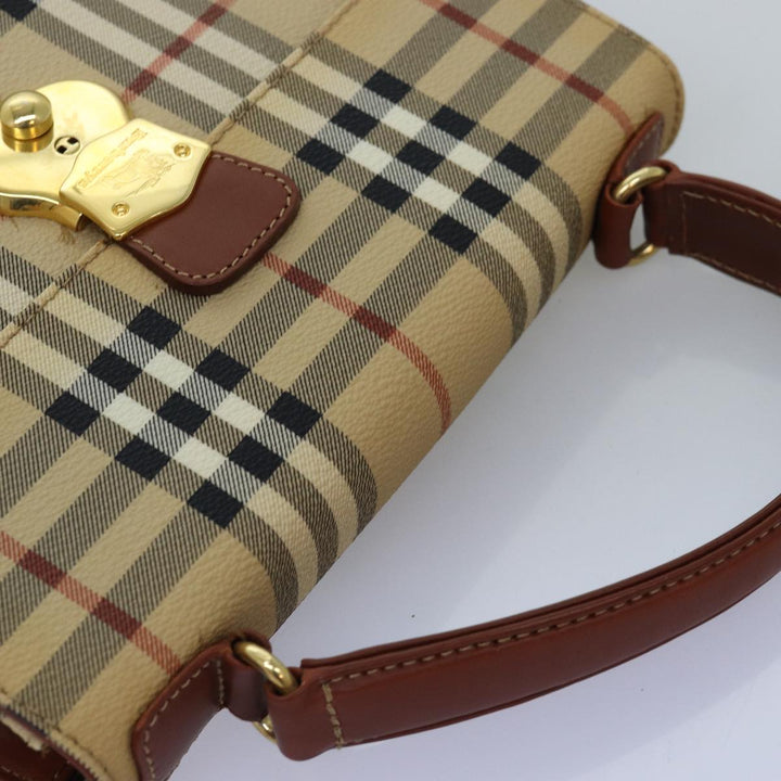 BurberrySs Nova Check Hand Bag PVC 2way Beige Auth 77376