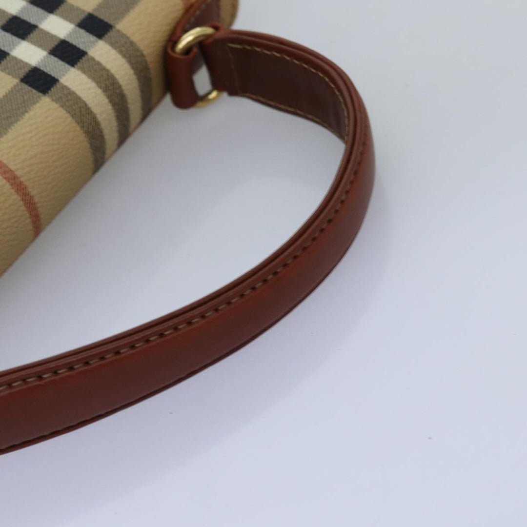 BurberrySs Nova Check Hand Bag PVC 2way Beige Auth 77376