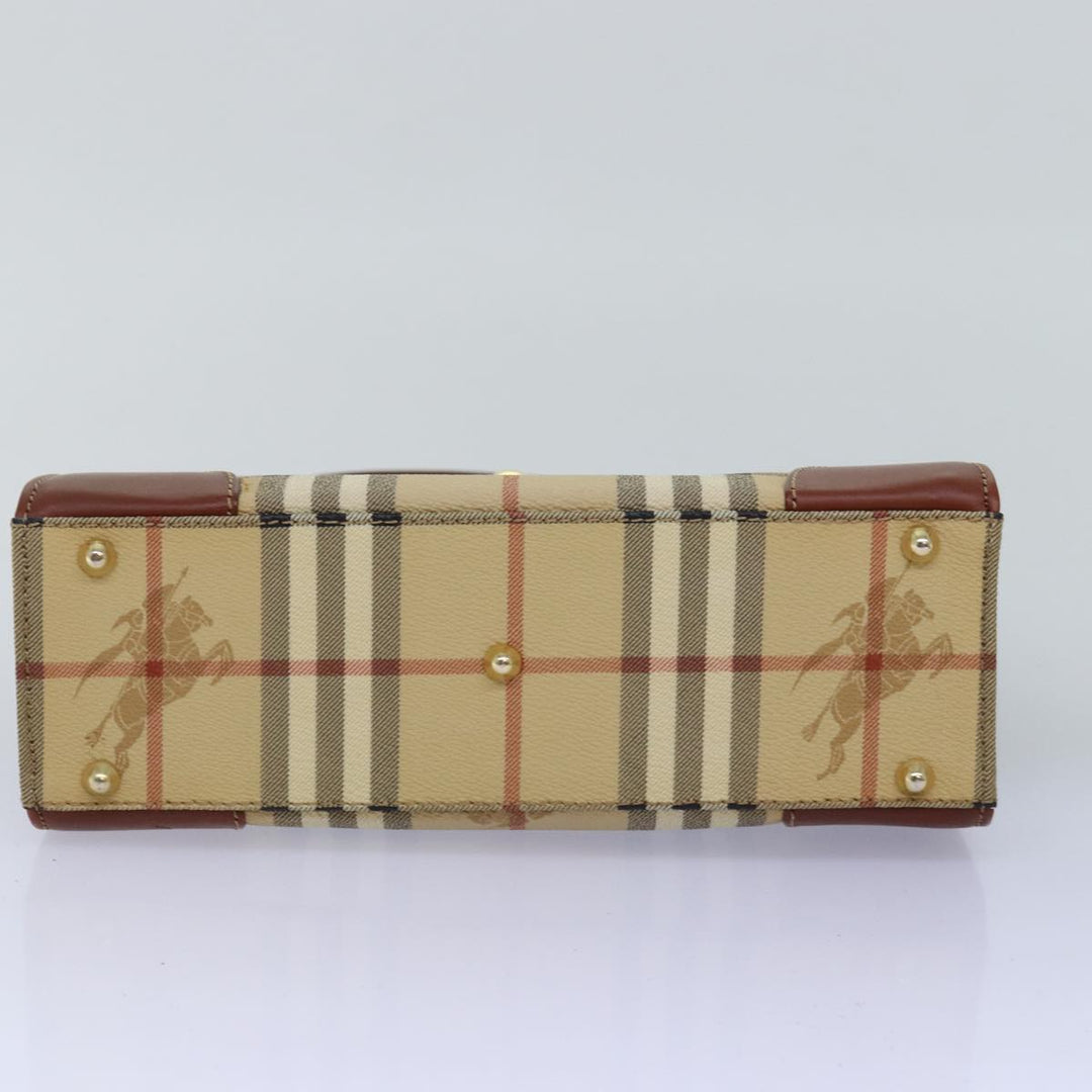 BurberrySs Nova Check Hand Bag PVC 2way Beige Auth 77376