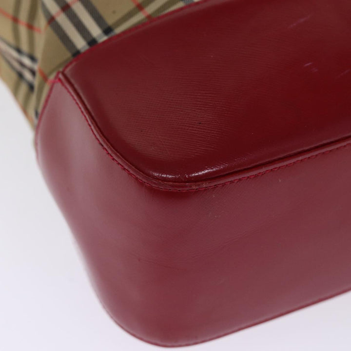 BurberrySs Nova Check Shoulder Bag Canvas Leather Beige Red Auth 77378