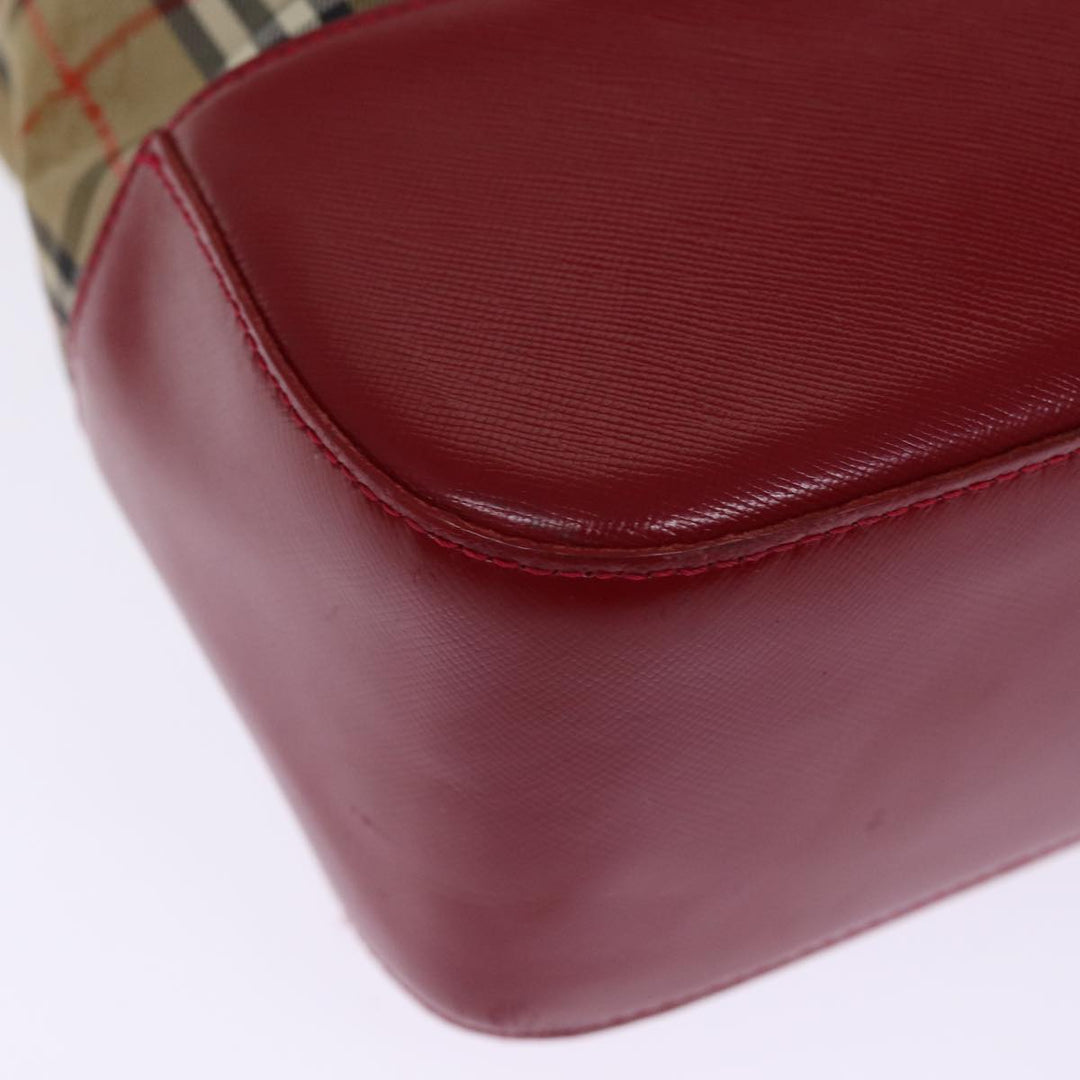 BurberrySs Nova Check Shoulder Bag Canvas Leather Beige Red Auth 77378