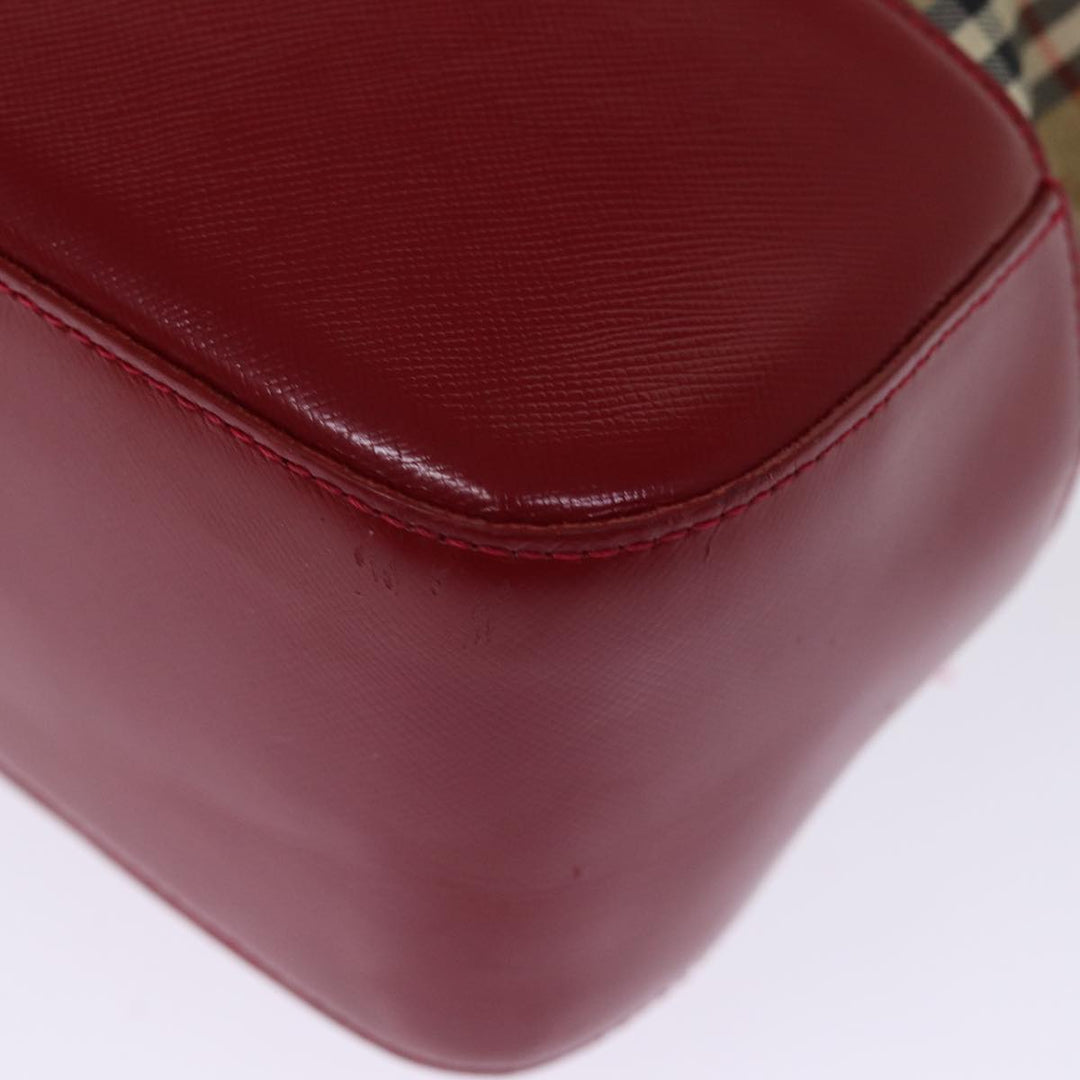 BurberrySs Nova Check Shoulder Bag Canvas Leather Beige Red Auth 77378